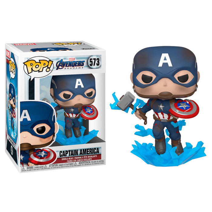 FUNKO POP! Captain America Marvel Avengers Endgame con Mjolnir y Escudo Roto