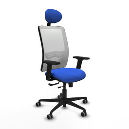 PIQUERAS Y CRESPO Silla de oficina Zulema con mecanismo Sincro/Traslack, Azul y Blanco