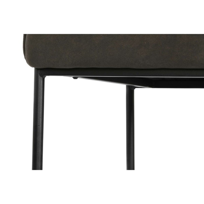 DKD Home Decor Taburete de Microfibra y Metal Marrón Oscuro DKD Home Decor Taburete de Microfibra y Metal Marrón Oscuro