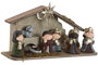 DKD Home Decor Nacimiento Navideño Tradicional 7 Figuras Terracota LED Multicolor Pack 2 uds 9.5x30x17 cm