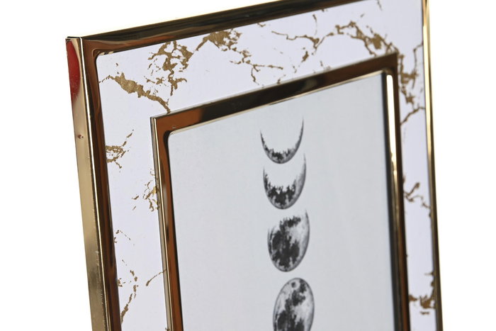 DKD Home Decor Marco Foto 20X25 Blanco Dorado Pu Inox 1 x 28.5 x 33.5 cm