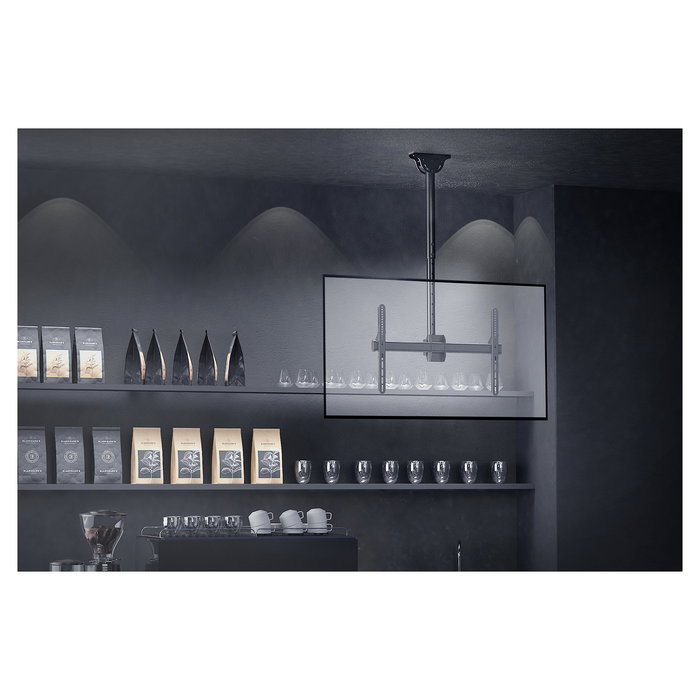 Digitus DEH Soporte universal de techo para TV de 37" a 70" (94-177.8 cm), Acero negro, 1 articulación, 50 kg, ajuste telescópico, VESA 200x200-600x400 mm