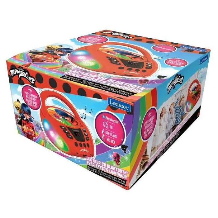 Lexibook Reproductor de CD Bluetooth Portátil con Efectos de Luz Multicolor y Conexión Inalámbrica, Ideal para Niños