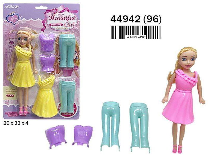 Rama Muñeca DIY con Vestidos para Intercambiar, 20x33x4 cm, Idiomas: Español, Inglés, Francés, Portugués