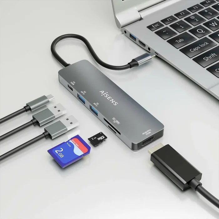 Aisens USB-C Dock 6 en 1 Gris ASUC-6P016-GR