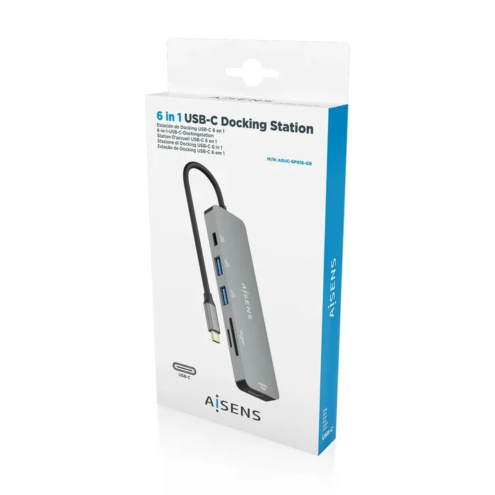 Aisens USB-C Dock 6 en 1 Gris ASUC-6P016-GR