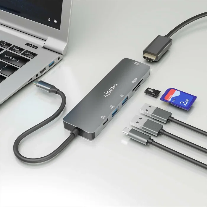 Aisens USB-C Dock 6 en 1 Gris ASUC-6P016-GR