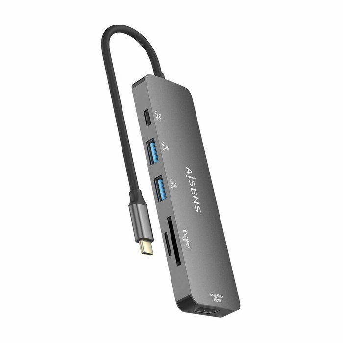 Aisens USB-C Dock 6 en 1 HDMI 4K, 2x USB-A, PD 100W, Gris