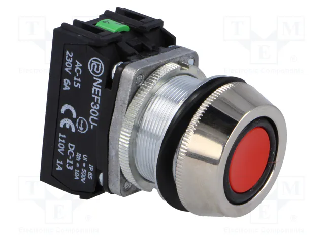 PROMET Interruptor de presión rojo 30mm NC + NA PROMET Interruptor de presión rojo 30mm NC + NA