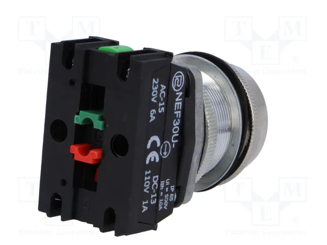 PROMET Interruptor de presión rojo 30mm NC + NA PROMET Interruptor de presión rojo 30mm NC + NA