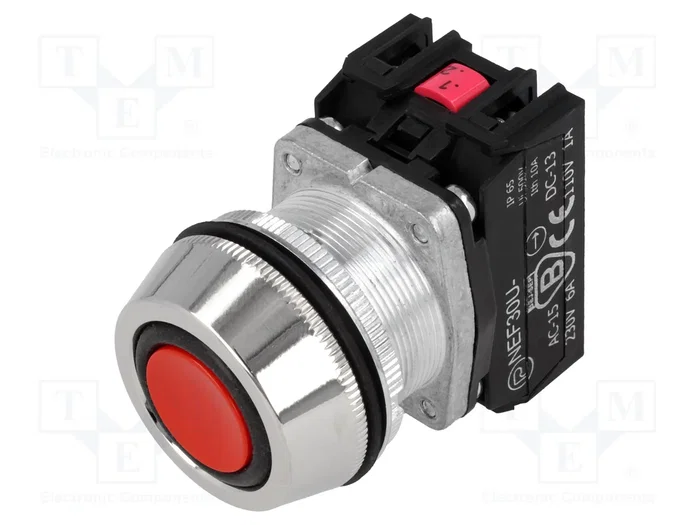 PROMET Interruptor de presión rojo 30mm NC + NA PROMET Interruptor de presión rojo 30mm NC + NA