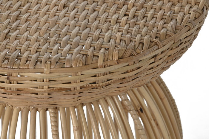 DKD Home Decor Mesita Auxiliar de Ratán y Acero Natural