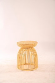 DKD Home Decor Mesita Auxiliar de Ratán y Acero Natural
