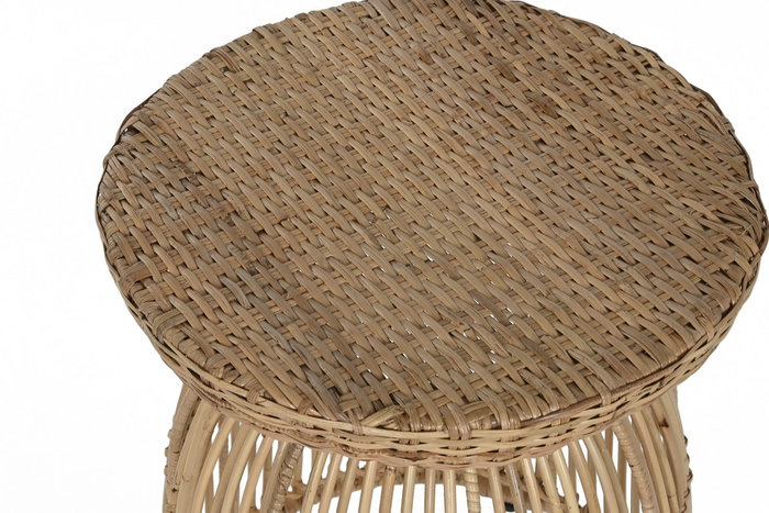 DKD Home Decor Mesita Auxiliar de Ratán y Acero Natural