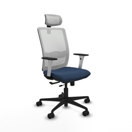 PIQUERAS Y CRESPO Silla de oficina Haches con mecanismo Sincro/Traslack, Azul marino y Blanco