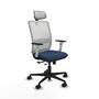 PIQUERAS Y CRESPO Silla de oficina Haches con mecanismo Sincro/Traslack, Azul marino y Blanco