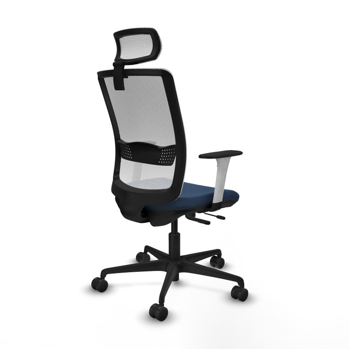 PIQUERAS Y CRESPO Silla de oficina Haches con mecanismo Sincro/Traslack, Azul marino y Blanco