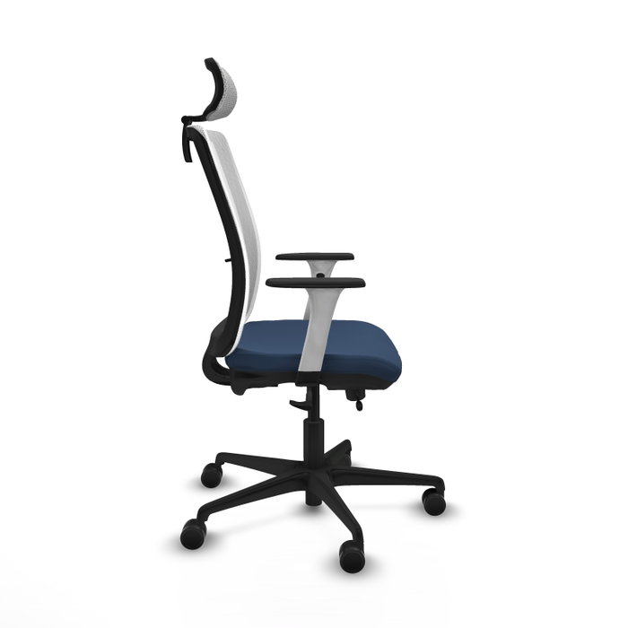 PIQUERAS Y CRESPO Silla de oficina Haches con mecanismo Sincro/Traslack, Azul marino y Blanco