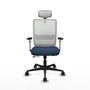 PIQUERAS Y CRESPO Silla de oficina Haches con mecanismo Sincro/Traslack, Azul marino y Blanco