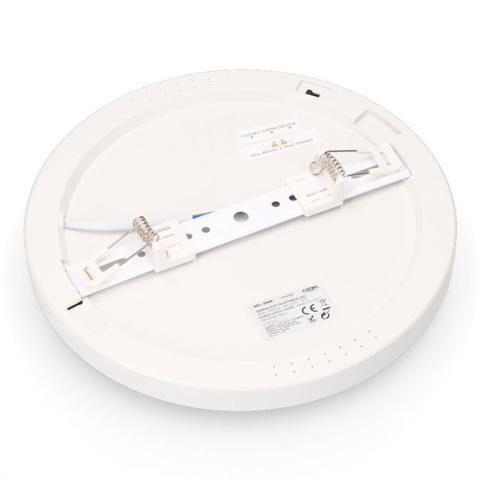 EDM Downlight Ajustable LED para Empotrar o Superficie Ø22,5 cm, Blanco, 3 Temperaturas de Color (3000K/4000K/6400K), 20W, 2050 lm, Ajuste de Diámetro 6,5-17 cm