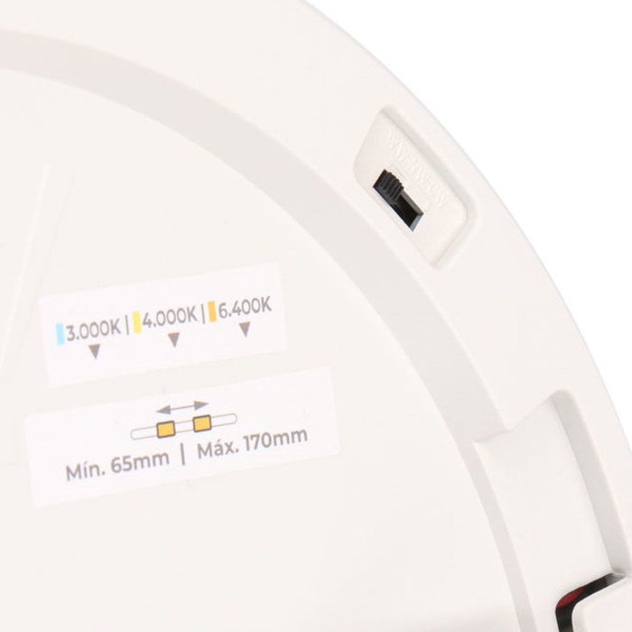 EDM Downlight Ajustable LED para Empotrar o Superficie Ø22,5 cm, Blanco, 3 Temperaturas de Color (3000K/4000K/6400K), 20W, 2050 lm, Ajuste de Diámetro 6,5-17 cm