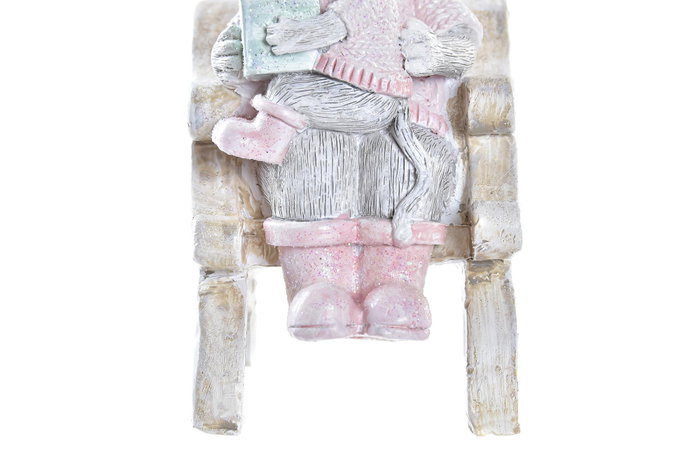 DKD Home Decor Figura Navidad Fantasia Raton Resina Rosa Beige Gris 5.5 x 10 x 8 cm