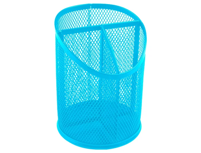 Q-connect Cubilete Portalapices Metal Rejilla Turquesa 3 Compartimentos Ø110x147 mm