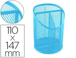 Q-connect Cubilete Portalapices Metal Rejilla Turquesa 3 Compartimentos Ø110x147 mm