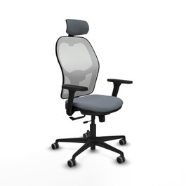 PIQUERAS Y CRESPO Silla de oficina Jorquera con mecanismo Sincro/Traslack, Gris y Blanco