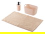 Berilo - Set de 3 Piezas para Baño Beige (Alfombrilla 38x58 cm, Cesta y Dispensador), 100% Poliéster y PP (Set de 12)