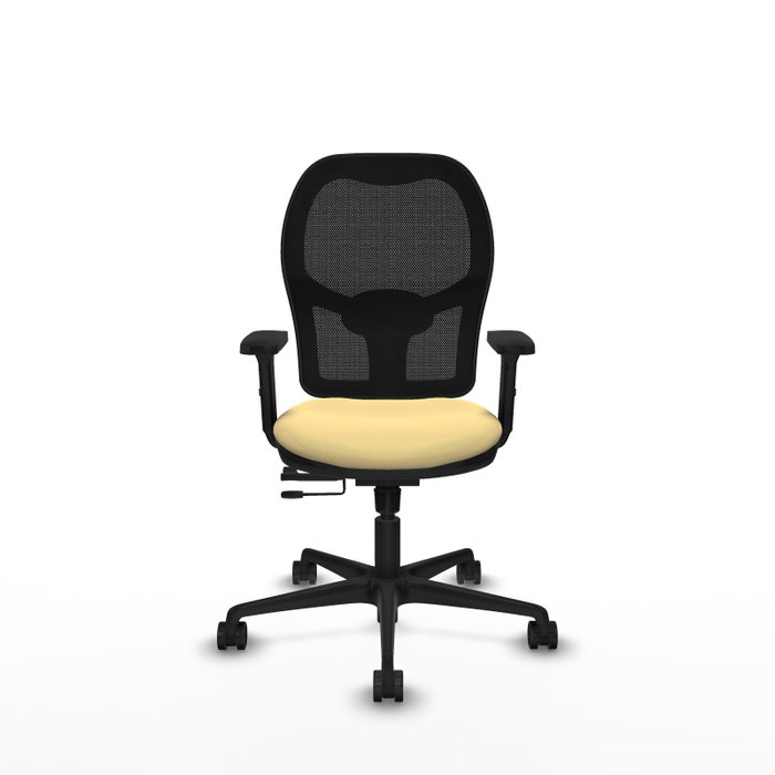 PIQUERAS Y CRESPO Silla de oficina Jorquera con mecanismo Sincro/Traslack, Similpiel Crema y Malla Negro PIQUERAS Y CRESPO Silla de oficina Jorquera con mecanismo Sincro/Traslack, Similpiel Crema y Malla Negro
