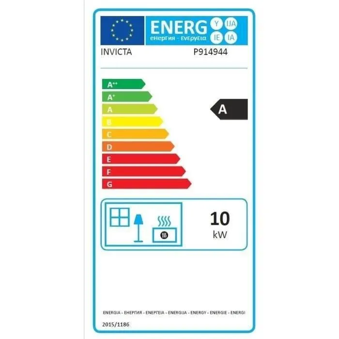 Estufa de leña - INVICTA Ode - 10 KW - Hierro fundido - Leños 25 cm