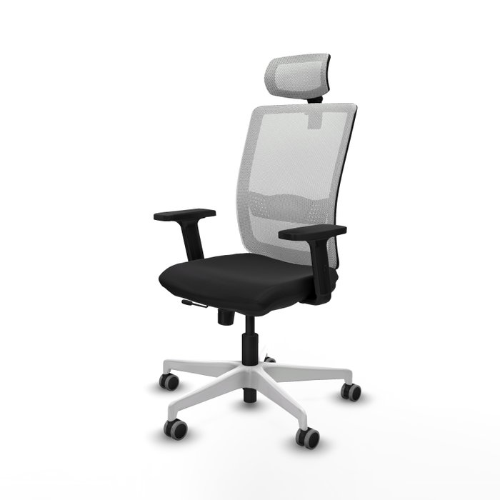 PIQUERAS Y CRESPO Silla de oficina Haches con mecanismo Sincro/Traslack, Negro y Blanco