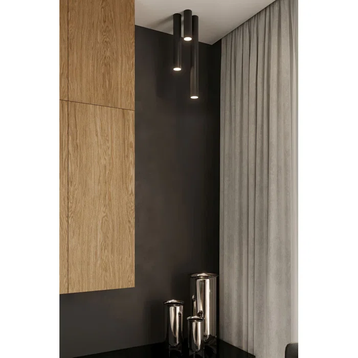Lámpara de Techo LAGOS SOL-SL.0996 Industrial Moderna Pantalla Cilíndrica Acero Bruto para Sala, Dormitorio o Vestíbulo