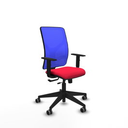 PIQUERAS Y CRESPO Silla de oficina Motilla con mecanismo Sincro/Traslack, Rojo y Azul