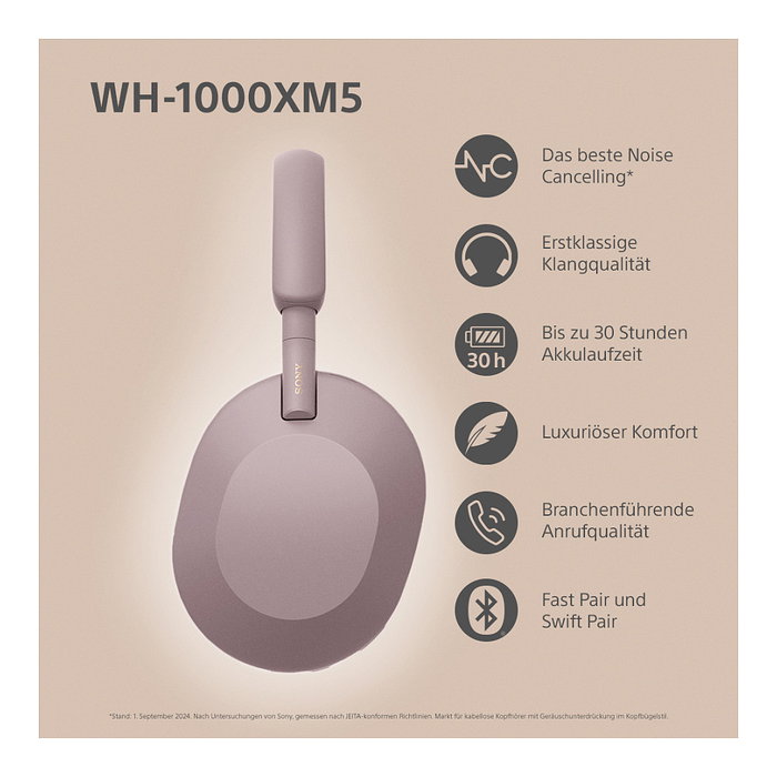 Sony Audífonos WH-1000XM5 Rosa