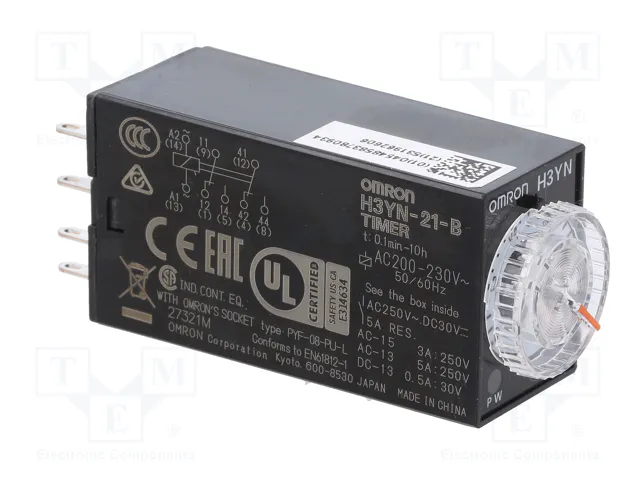 OMRON H3YN-21B-200-230AC Relé de tiempo DPDT 200-230VAC