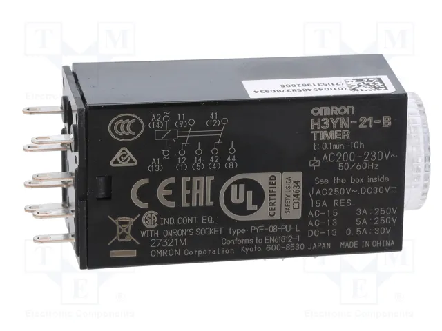 OMRON H3YN-21B-200-230AC Relé de tiempo DPDT 200-230VAC