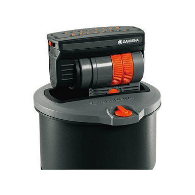 Gardena OS 140 Aspersor por Impulso de Agua, 140 m² de Cobertura, Sistema Completo con Regulador (Gris/Naranja, 12 Piezas)