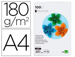 Liderpapel Cartulina A4 180g/m2 Negro Paquete de 100 Hojas