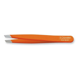 Tres Claveles Pinza de Depilar Inox Punta Sesgada Naranja 9 cm D 3C para Cejas