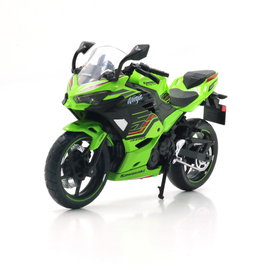 Kawasaki - Moto de Juguete Ninja 400 1:12 Verde D00429 Metal Die-Cast con Sistema Pull-Back, Motor y Función de Avance Rápido para Niños +3 Años