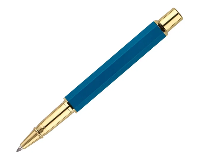 Belius Macaron Bliss Bolígrafo Forma Hexagonal Rosa/Azul y Dorado Tinta Azul Punta 0,8 mm