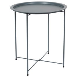 Home Deco Factory Mesa Auxiliar Sienna Gris Essentiel ø47 cm Acero Plegable Interior/Exterior