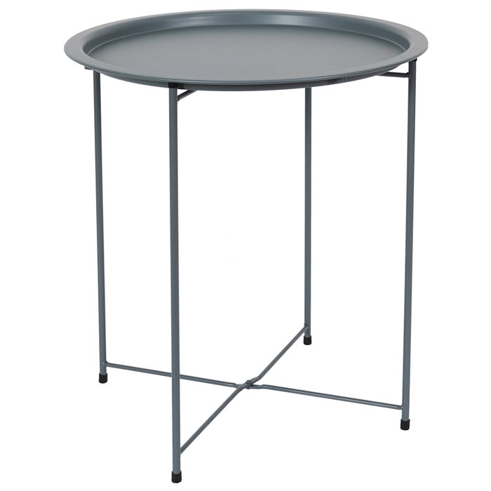 Home Deco Factory Mesa Auxiliar Sienna Gris Essentiel ø47 cm Acero Plegable Interior/Exterior Home Deco Factory Mesa Auxiliar Sienna Gris Essentiel ø47 cm Acero Plegable Interior/Exterior