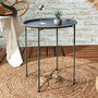 Home Deco Factory Mesa Auxiliar Sienna Gris Essentiel ø47 cm Acero Plegable Interior/Exterior