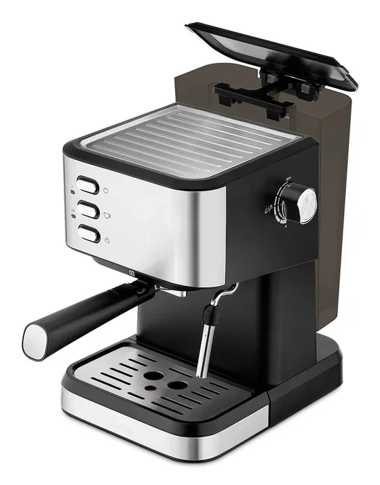 Ufesa Calabria Máquina de Espresso para Encimera, 20 Bares, 1.5 L, Negro/Acero Inoxidable, Vaporizador, Portafiltro Doble, Calienta-Tazas, 1050W