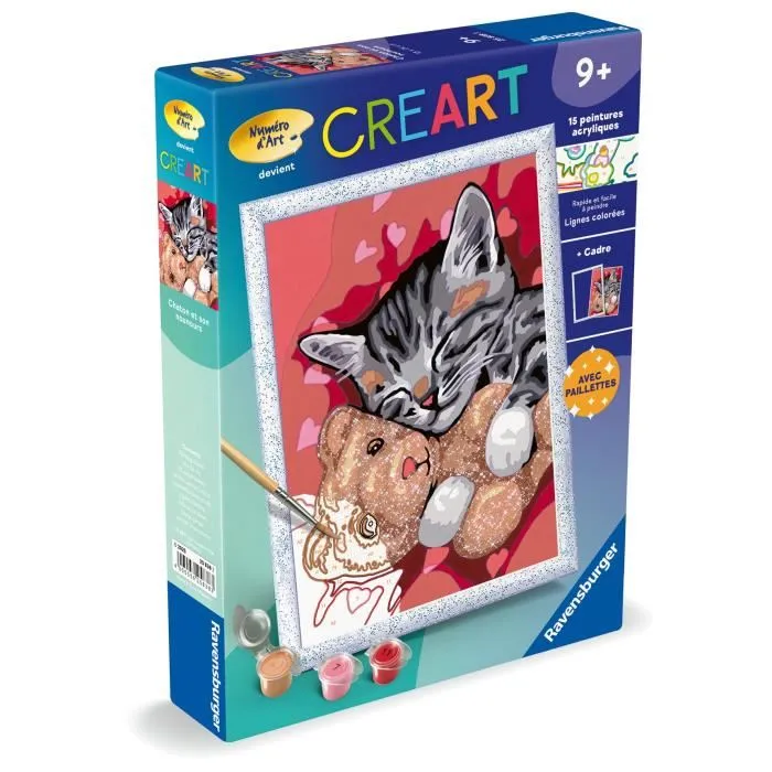 Ravensburger 25838 Kit de Pintura por Números CreArt Kids Gatito y Osito de Peluche 18 x 24 cm Ravensburger 25838 Kit de Pintura por Números CreArt Kids Gatito y Osito de Peluche 18 x 24 cm