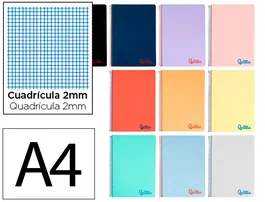 Liderpapel Cuaderno Espiral A4 Wonder Tapa Plástico 80 Hojas 90gr Milimetrado 2mm con Margen Colores Surtidos