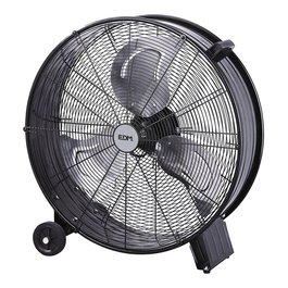 EDM Ventilador Industrial de Suelo con Ruedas 180W Ø65 cm, Caudal Aire 9834 m³/h, 3 Velocidades, Negro/Cromado, Rejilla Seguridad